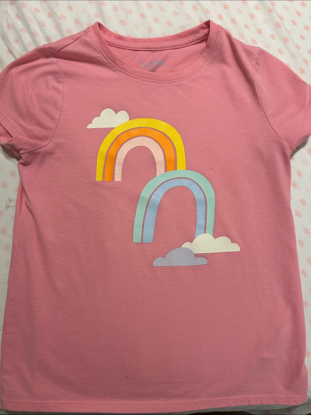 Cat & Jack Pink Short-Sleeve Tee with Rainbow Graphic